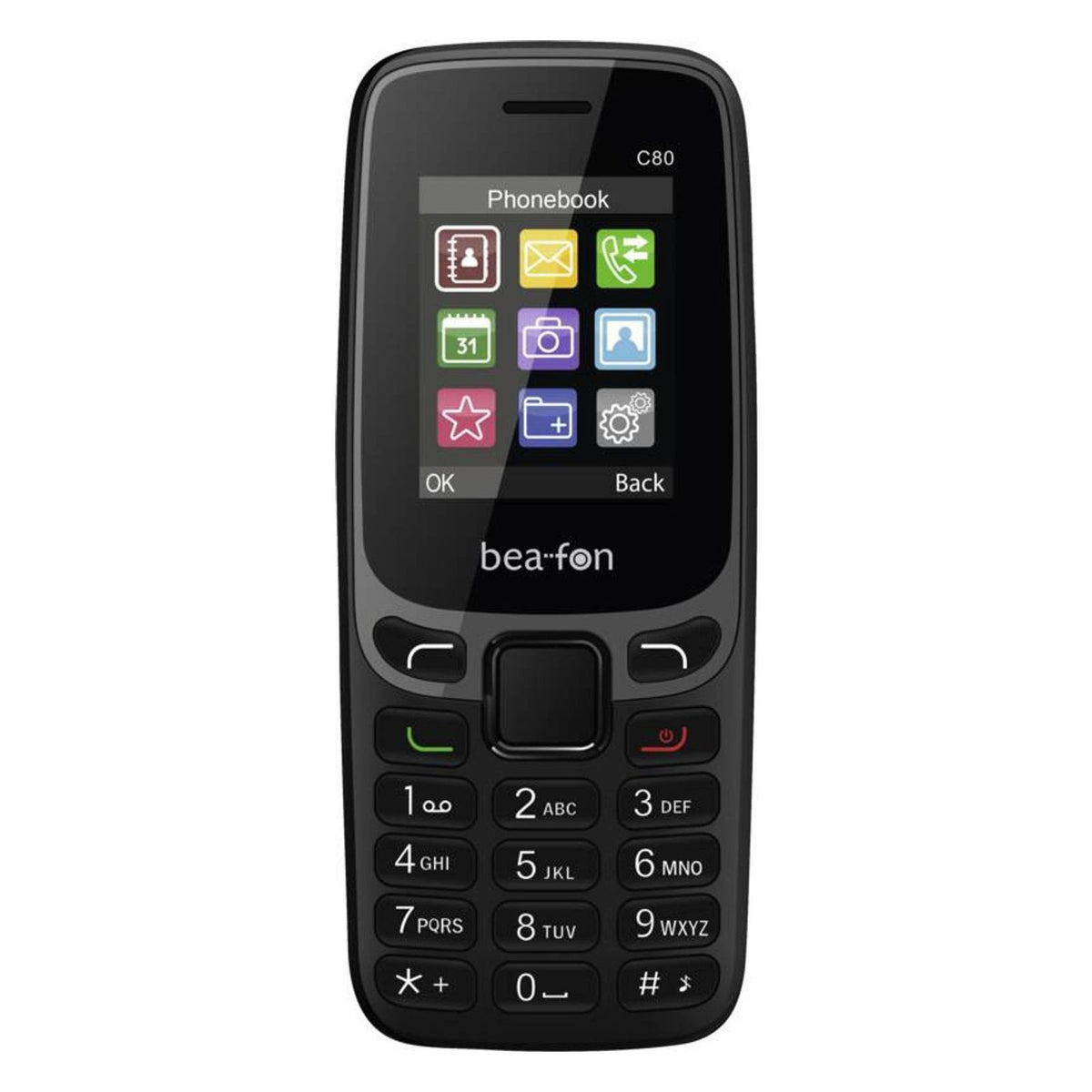 Produktbild Funktionstelefon - Beafon C80 4,5 cm (1.77) 67 g Schwarz Einsteigertelefon