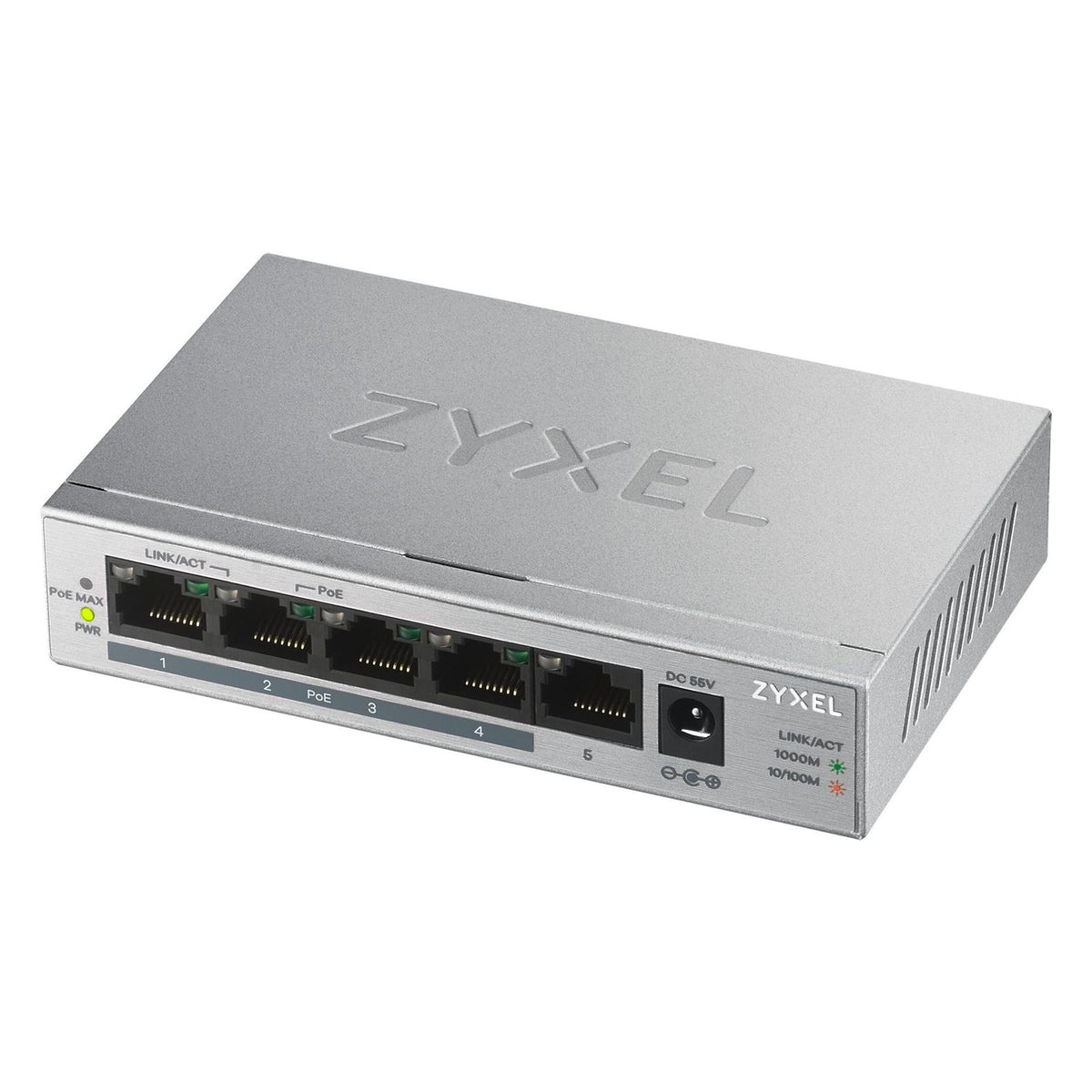 Produktbild Unmanaged Switch - Zyxel GS1005HP Unmanaged Gigabit Ethernet (10/100/1000) Power over Ethernet (PoE) Silber