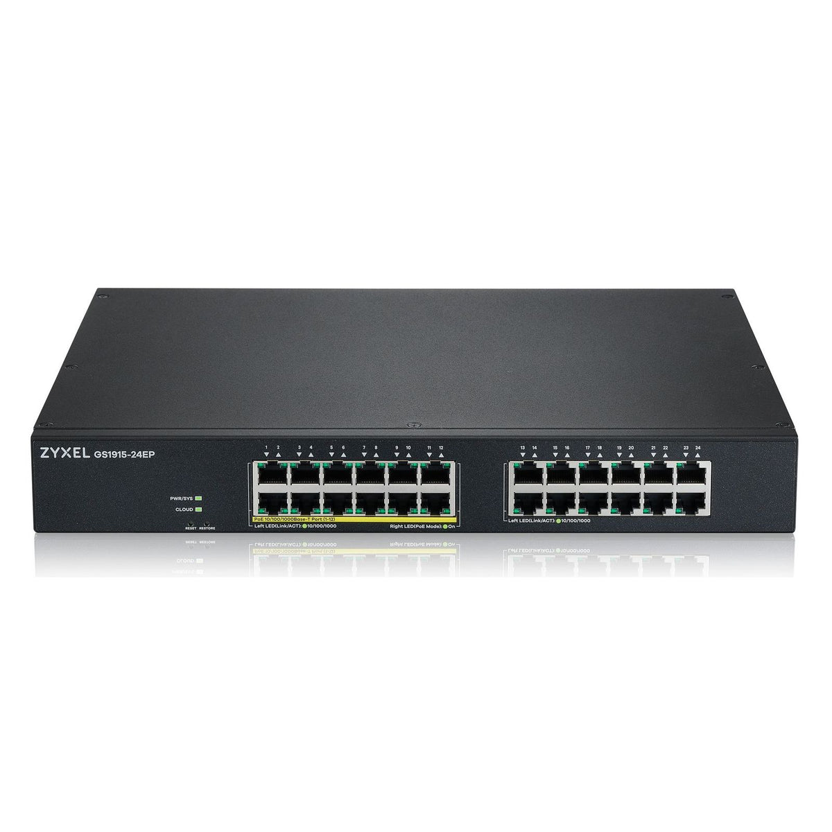 Produktbild Gigabit-Switch - Zyxel GS1915-24EP Managed L2 Gigabit Ethernet (10/100/1000) Power over Ethernet (PoE) 1U Schwarz