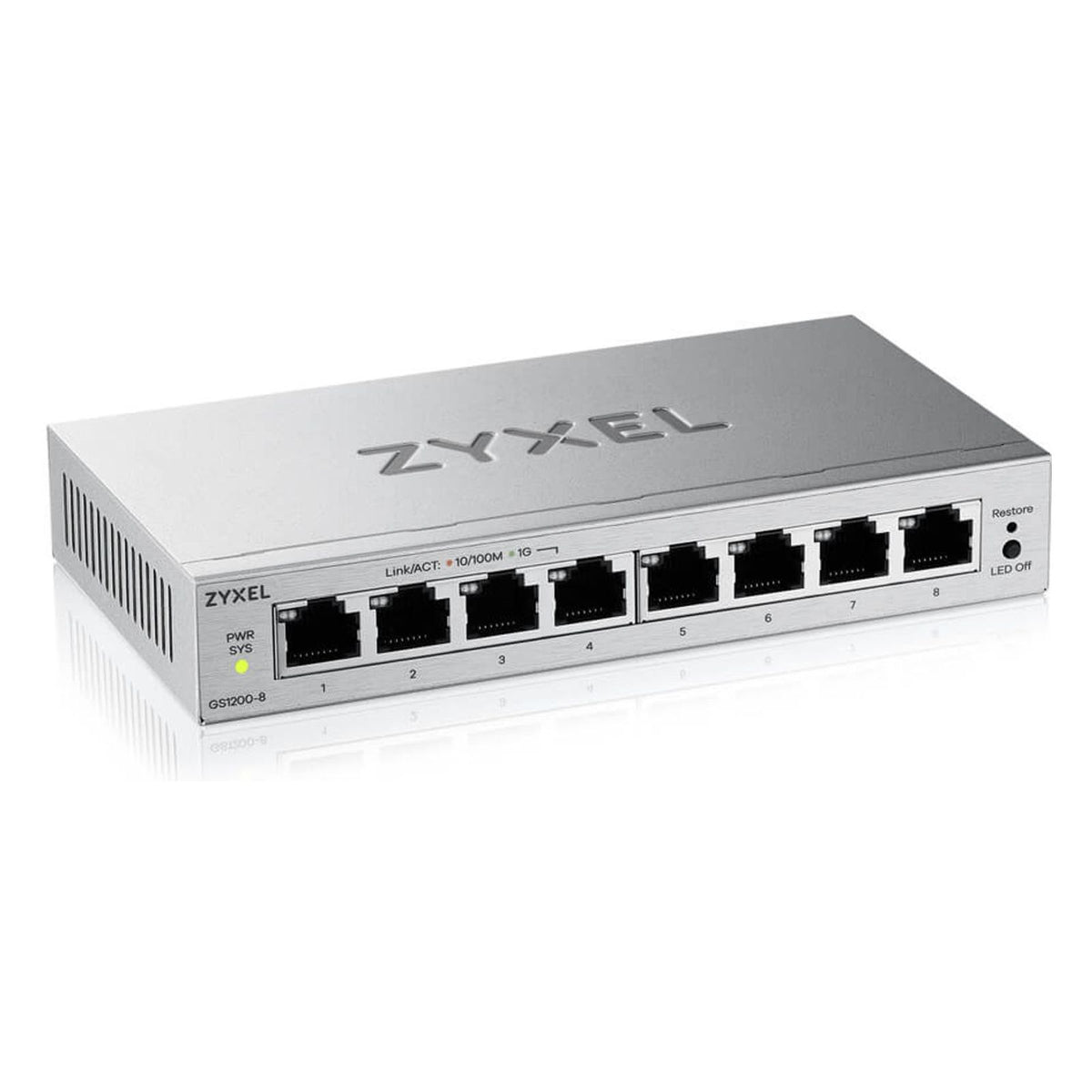 Produktbild Gigabit-Switch - Zyxel GS1200-8V3 Managed L2 Gigabit Ethernet (10/100/1000) Desktop Grau