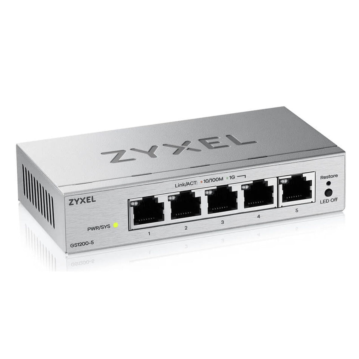 Produktbild Gigabit-Switch - Zyxel GS1200-5V3 Managed L2 Gigabit Ethernet (10/100/1000) Desktop Grau