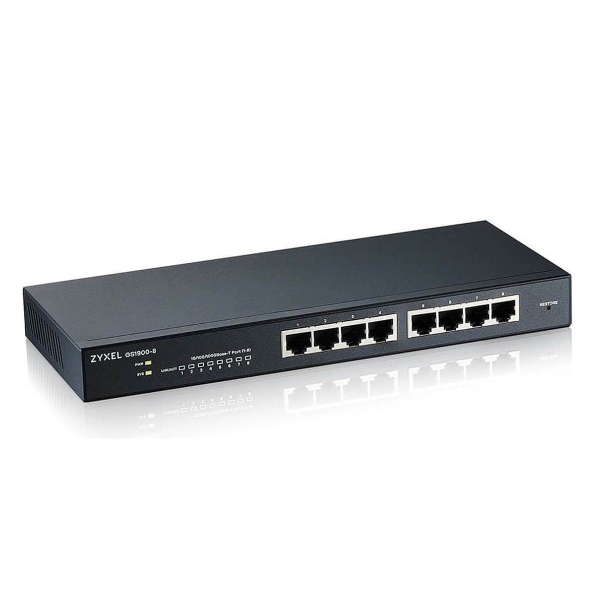 Produktbild Gigabit-Switch - Zyxel GS1900-8 Managed L2 Gigabit Ethernet (10/100/1000) Schwarz