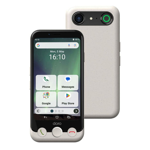 Produktbild Smartphone - Doro Aurora A10 11,4 cm (4.5) Dual-SIM Android 14 4G USB Typ-C 4 GB 64 GB 3000 mAh Schwarz, Weiß