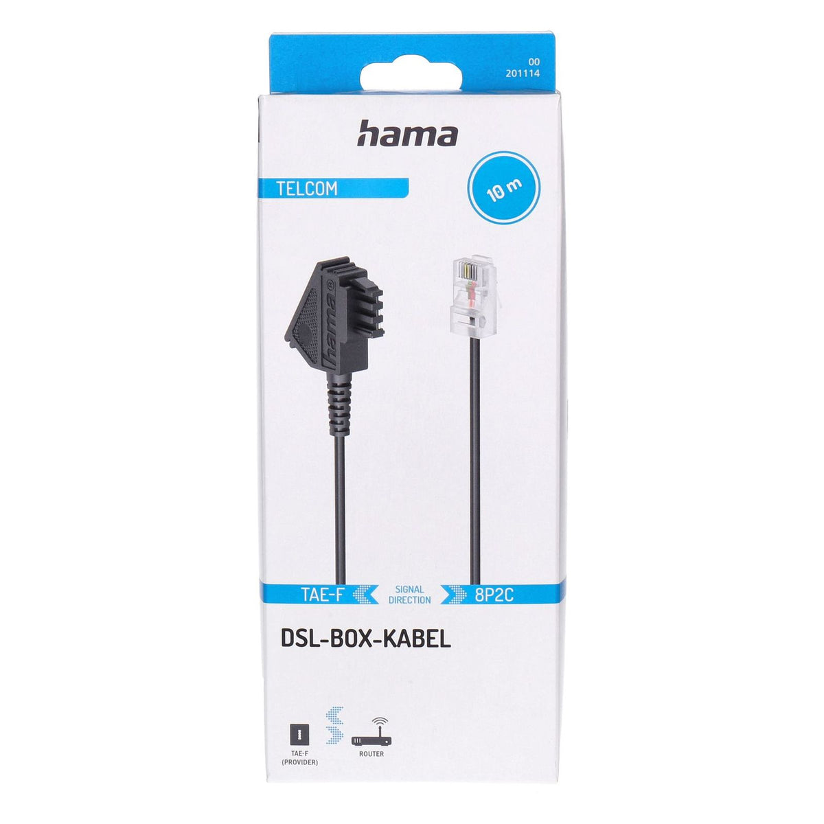 Produktbild Audio-Kabel - Hama 00201114 Telefonkabel 10 m Schwarz