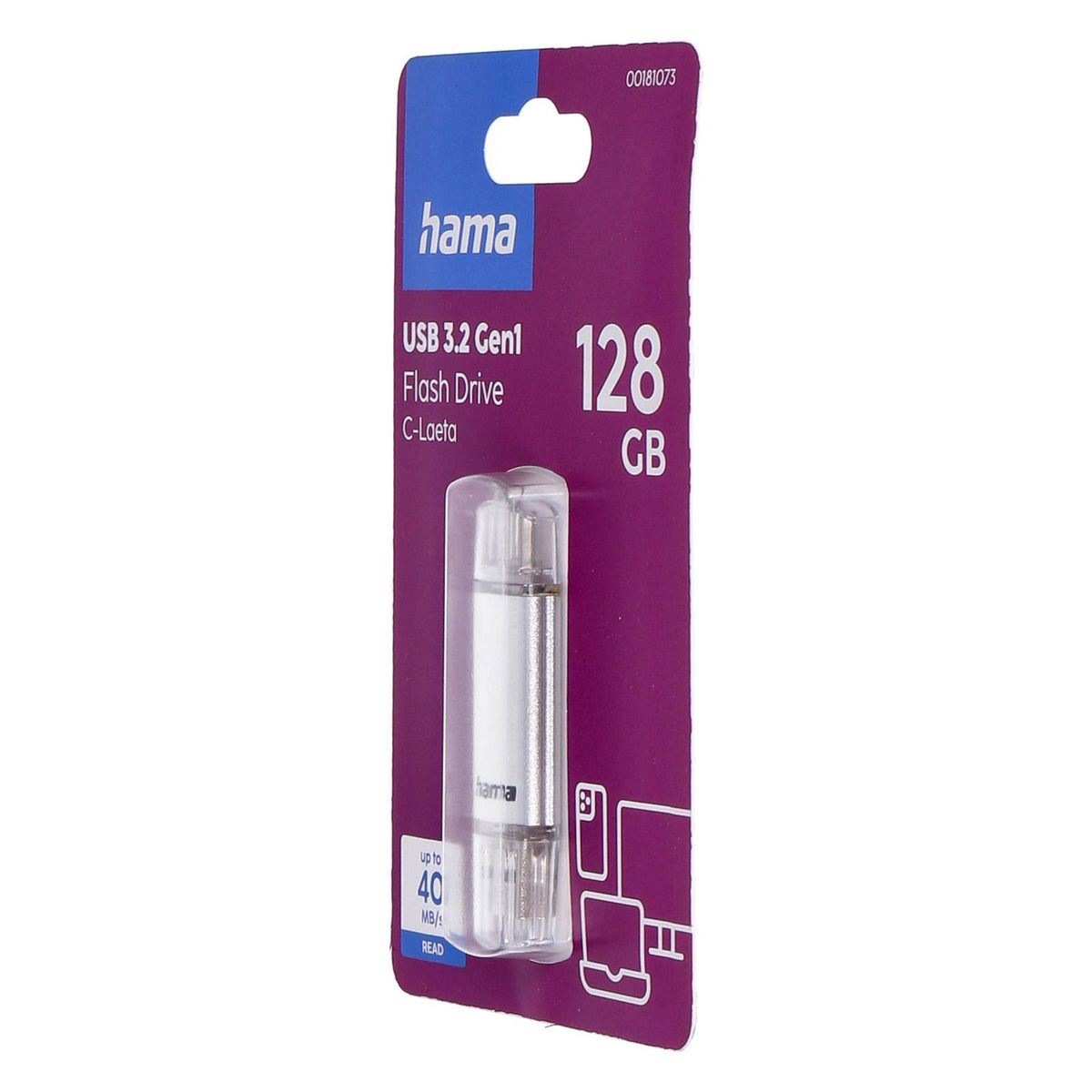Produktbild USB-Stick - Hama C-Laeta USB-Stick 128 GB USB Type-A / USB Type-C 3.2 Gen 1 (3.1 Gen 1) Silber