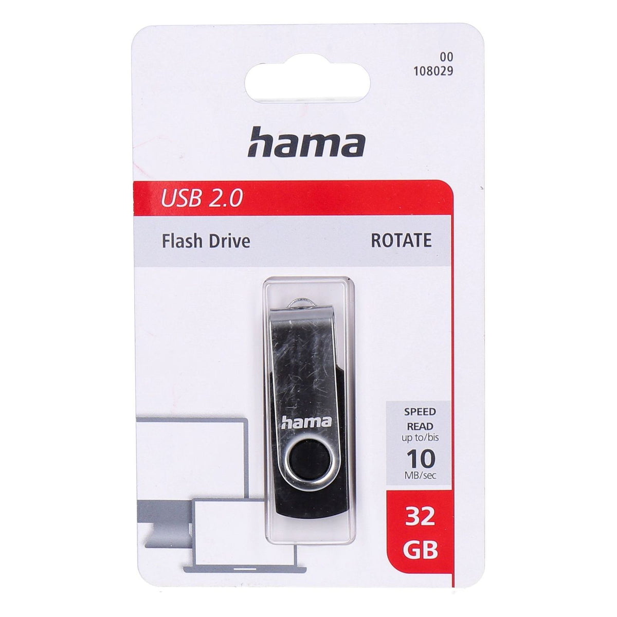 Produktbild USB-Stick - Hama Rotate USB 2.0 32GB USB-Stick USB Typ-A Schwarz