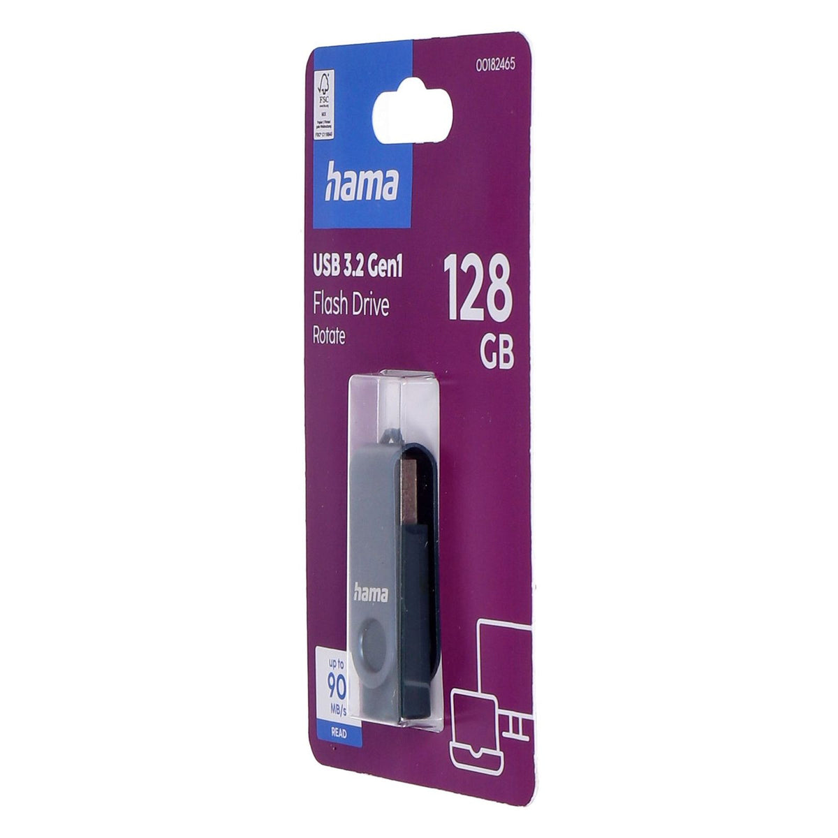 Produktbild USB-Stick - Hama Rotate USB-Stick 128 GB USB Typ-A Blau USB 3.2 Gen.1