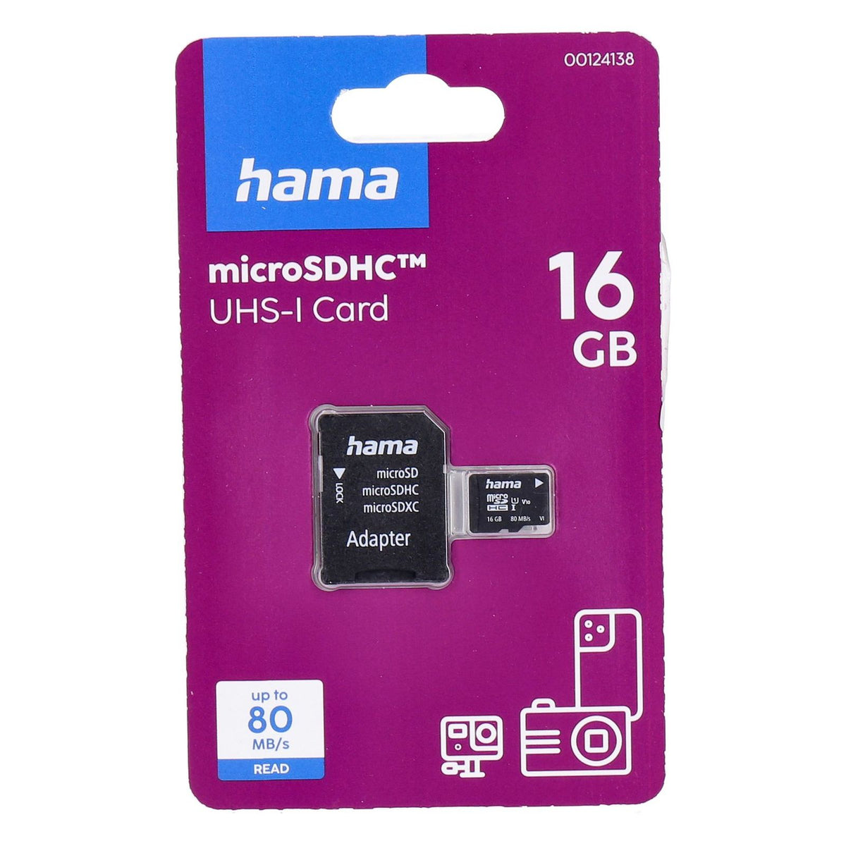 Produktbild Speicherkarte - Hama microSDHC 16GB UHS-I Klasse 10 und Adapter