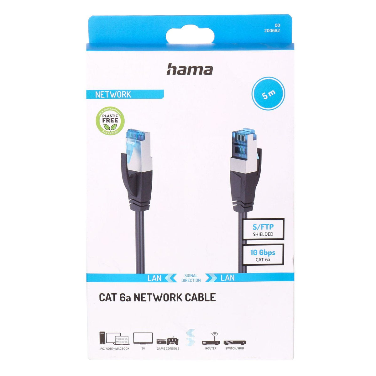 Produktbild Netzwerkkabel - Hama 00200682 Netzwerkkabel Schwarz 5 m Cat6a S/FTP (S-STP)