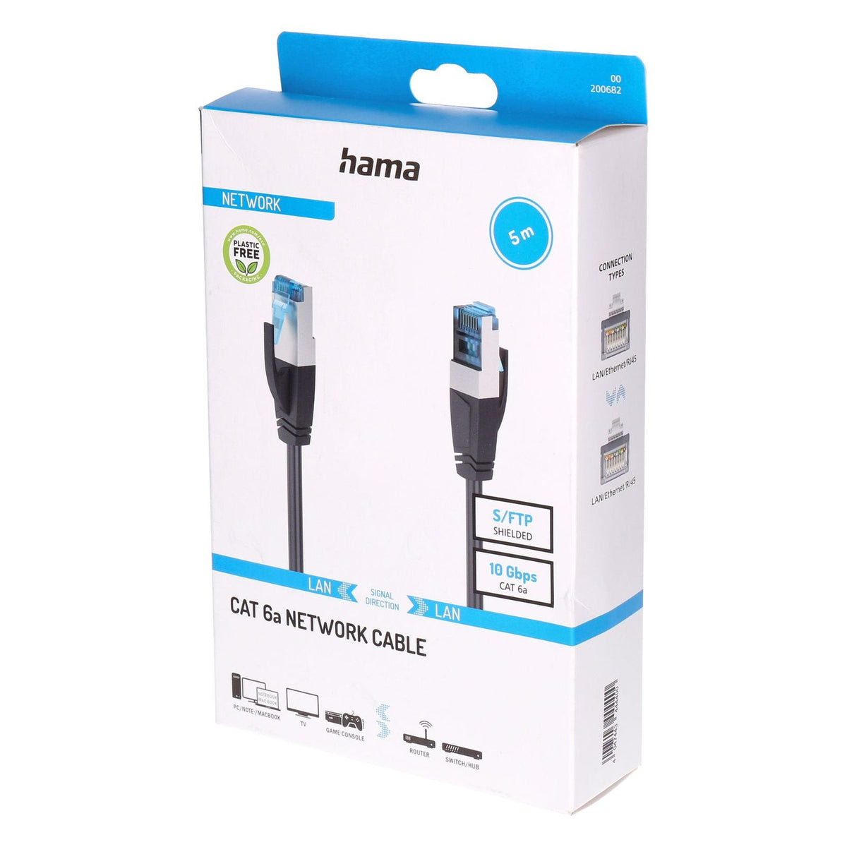 Produktbild Netzwerkkabel - Hama 00200682 Netzwerkkabel Schwarz 5 m Cat6a S/FTP (S-STP)