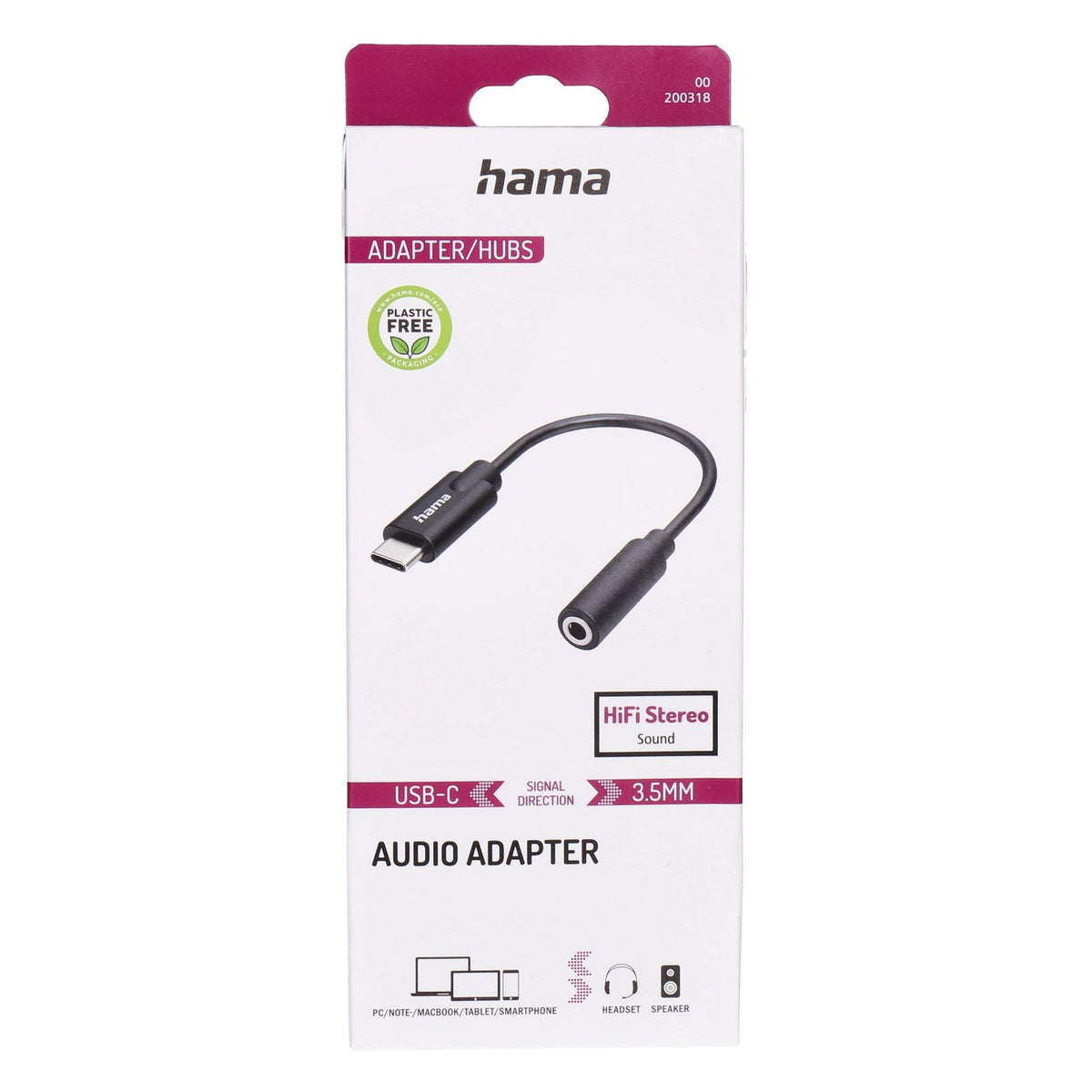 Produktbild Smartphone-Kabel - Hama 00200318 Handykabel Schwarz USB C 3.5mm