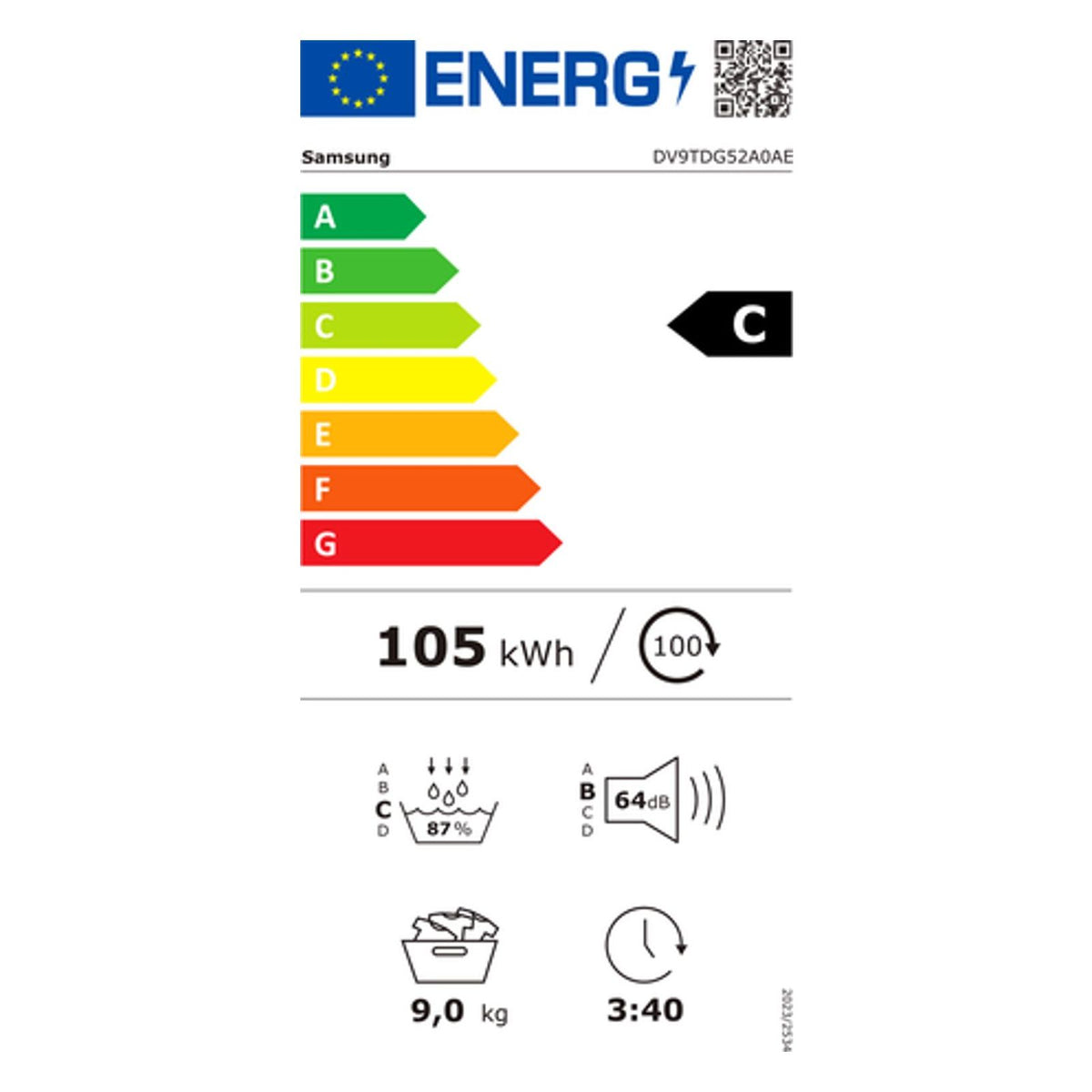 Produktbild Wärmepumpentrockner - Samsung 9 kg Trockner DV5000D Optimal Dry EEK: C