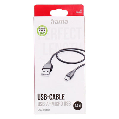 00201586 Ladekabel, USB-A - Micro-USB, 1,5 m, Schwarz