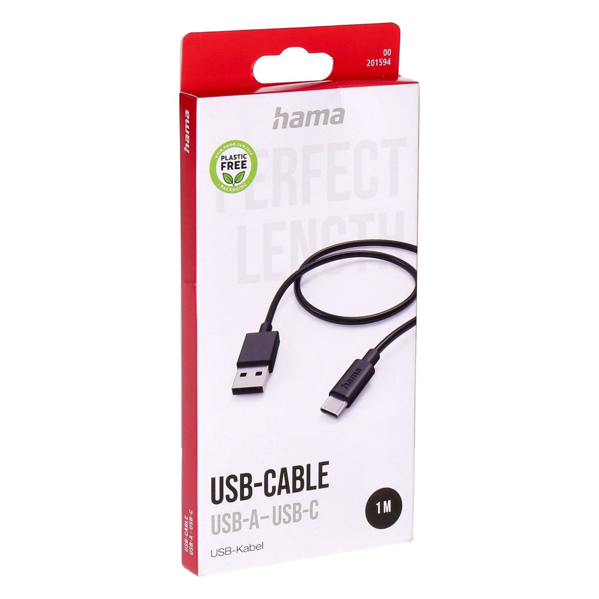 Produktbild USB-Kabel - Hama 00201594 USB Kabel USB 2.0 1 m USB A USB C 0,48 Gbit/s Schwarz