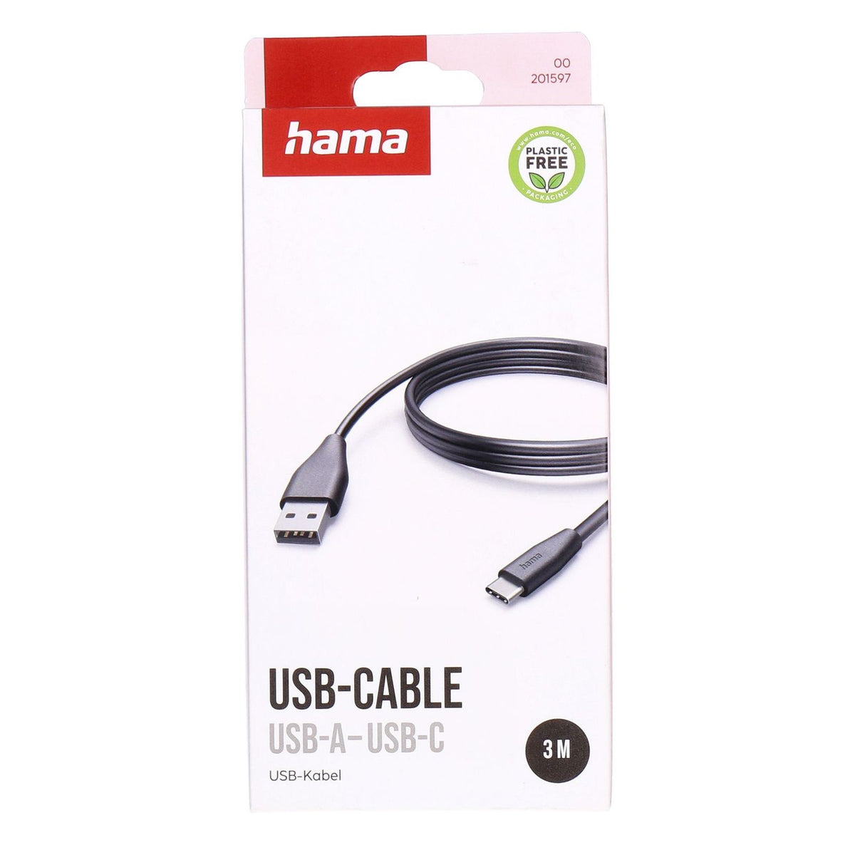 Produktbild USB-Kabel - Hama 00201597 USB Kabel USB 2.0 3 m USB C USB A 0,48 Gbit/s Schwarz