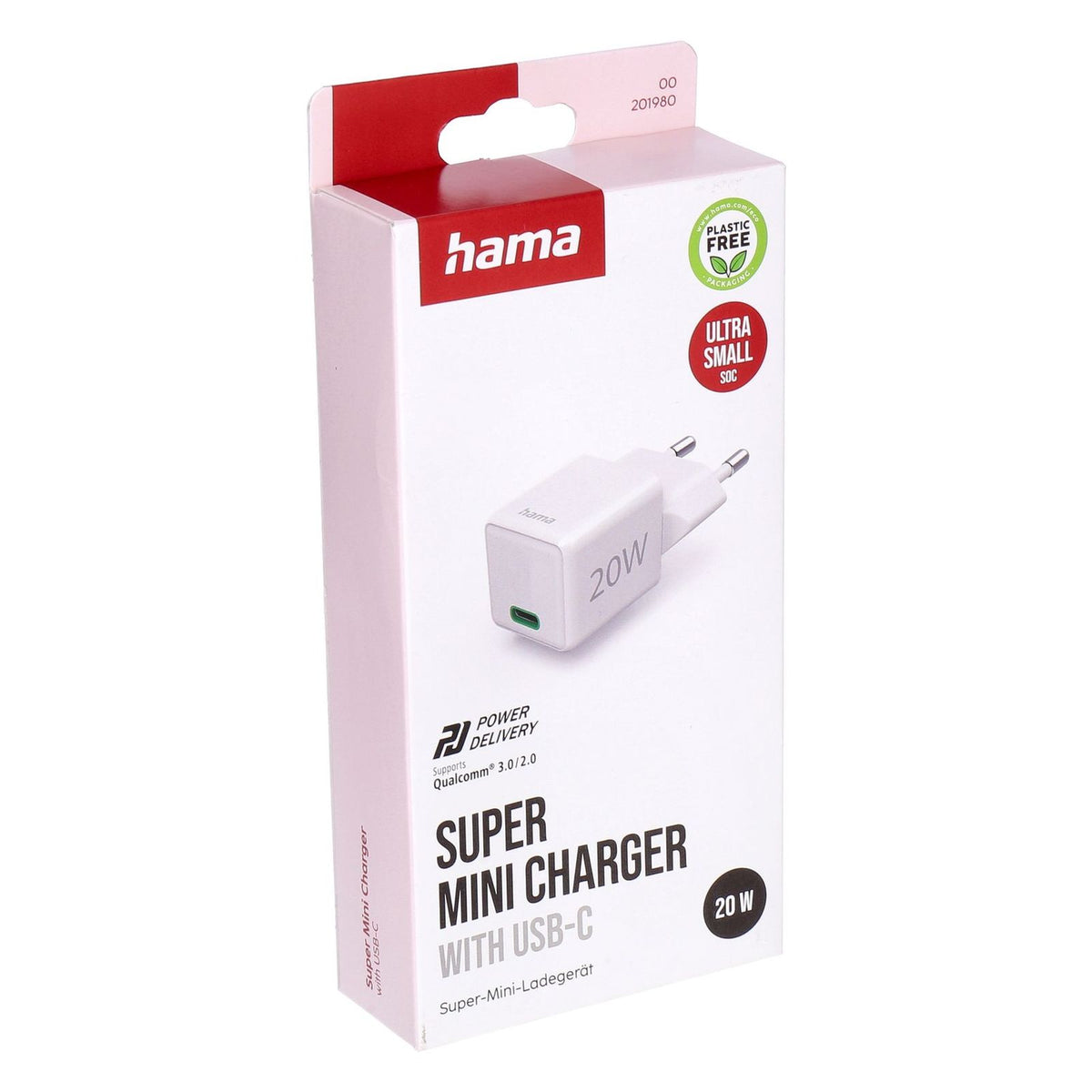Produktbild Smartphone-Ladegerät - Hama 00201980 Ladegerät USB-C Smartphone Weiß AC Schnellladung Drinnen