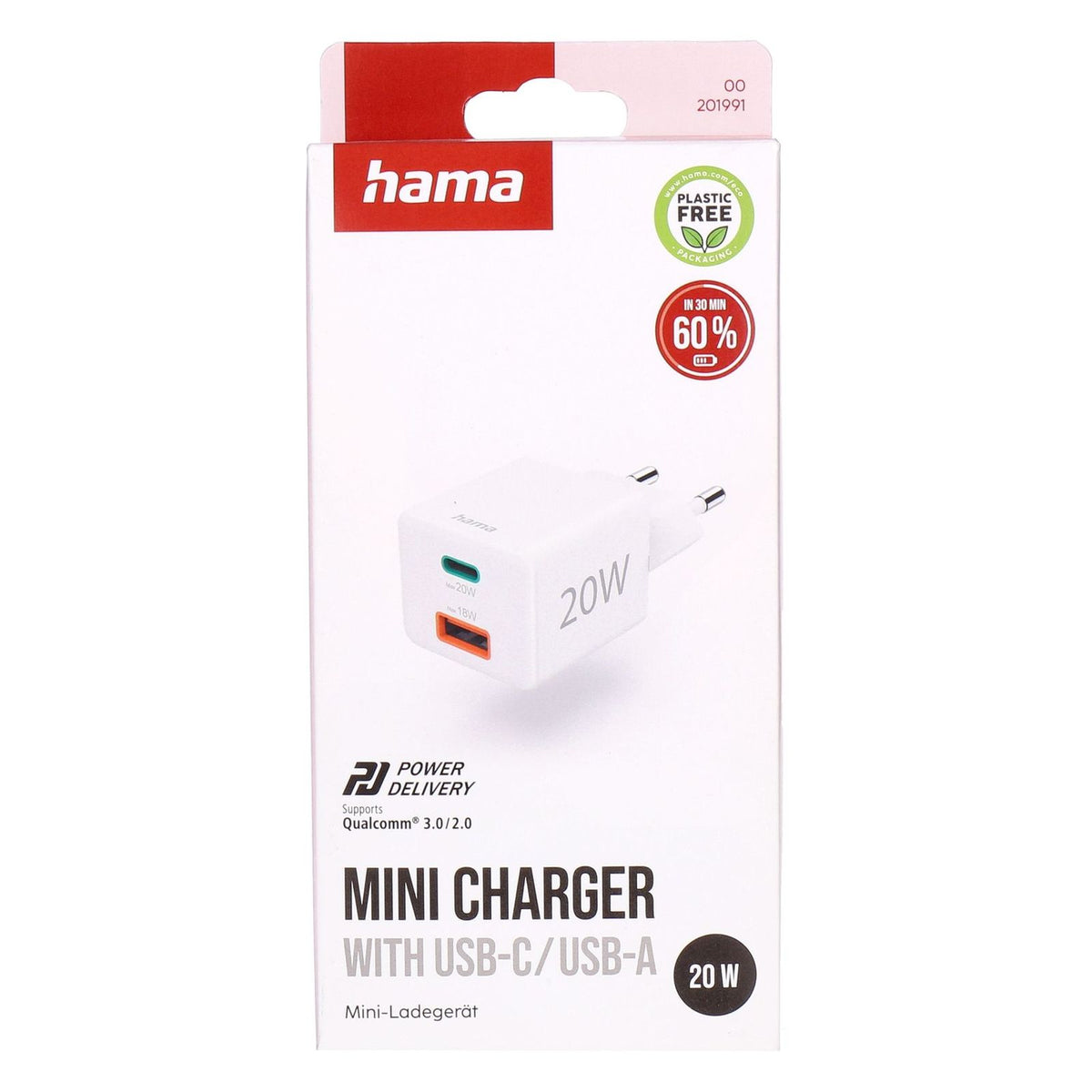 Produktbild Universal-Ladegerät - Hama 00201991 Ladegerät für Mobilgeräte Kopfhörer, Powerbank, Smartphone, Tablets Weiß AC