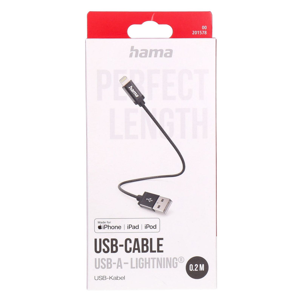 Produktbild Lightningkabel - Hama 00201578 Lightning-Kabel 0,2 m Schwarz