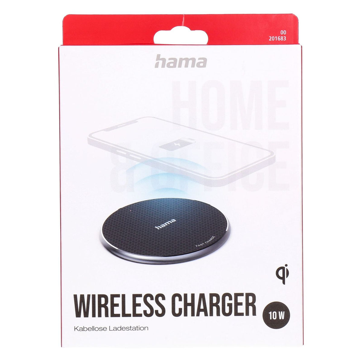 Produktbild Induktions-Ladegerät - Hama QI-FC10 Smartphone Schwarz USB Kabelloses Aufladen Schnellladung Drinnen