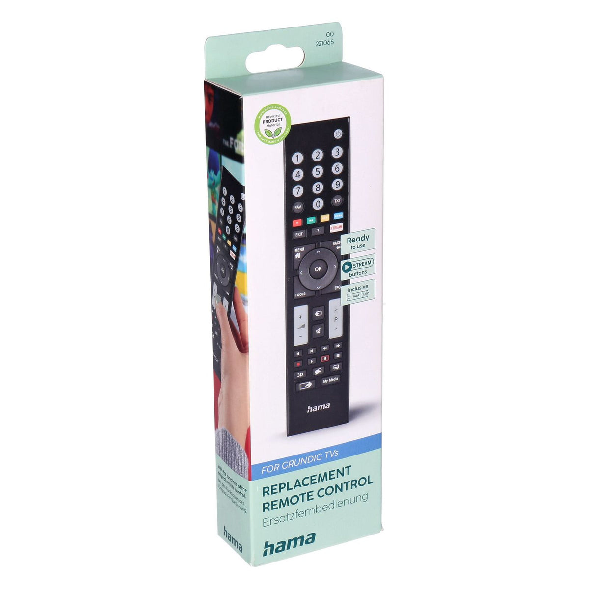 Produktbild Universal-Fernbedienung - Hama 00221065 Fernbedienung IR Wireless TV Drucktasten