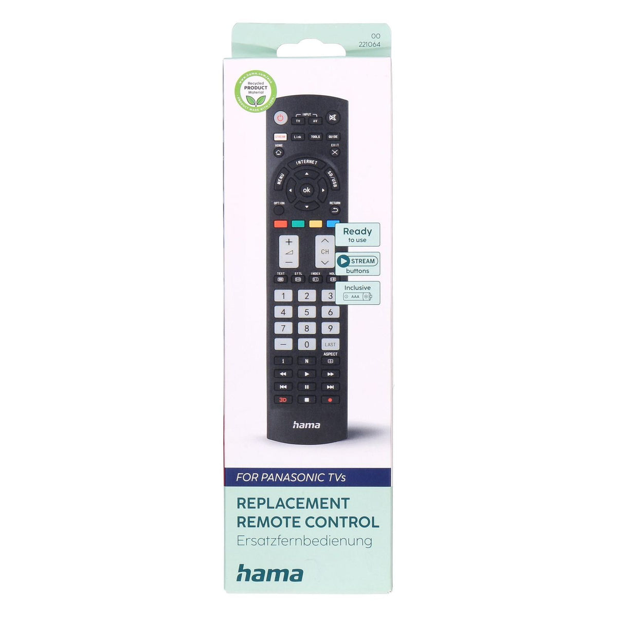 Produktbild Universal-Fernbedienung - Hama 00221064 Fernbedienung IR Wireless TV Drucktasten