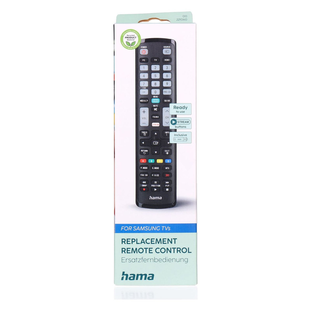 Produktbild Fernbedienung - Hama 00221060 Fernbedienung IR Wireless TV Drucktasten