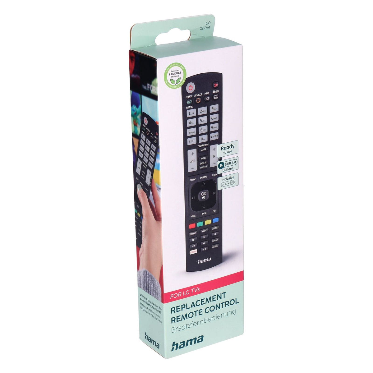 Produktbild Universal-Fernbedienung - Hama 00221061 Fernbedienung IR Wireless TV Drucktasten