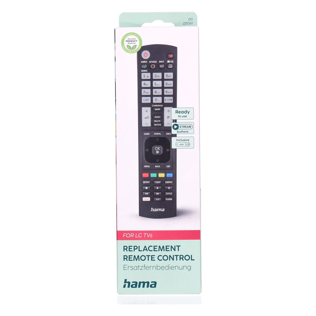 Produktbild Universal-Fernbedienung - Hama 00221061 Fernbedienung IR Wireless TV Drucktasten