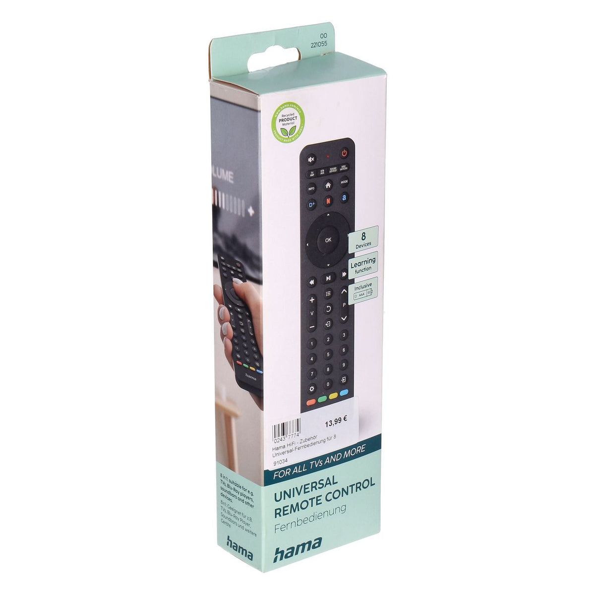 Produktbild Universal-Fernbedienung - Hama 00221055 Fernbedienung IR Wireless TV Drucktasten