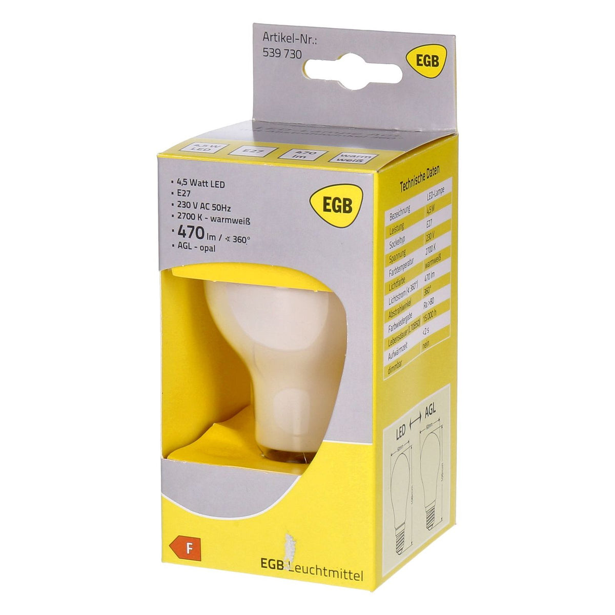 Produktbild LED-Leuchtmittel - EGB 4,5 W E27 nicht dimmbar