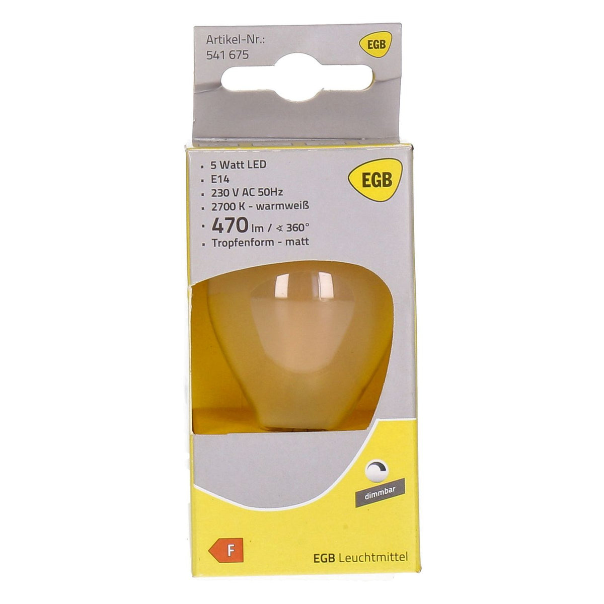 Produktbild LED-Leuchtmittel - EGB Tropfen 5W matt E14 470lm
