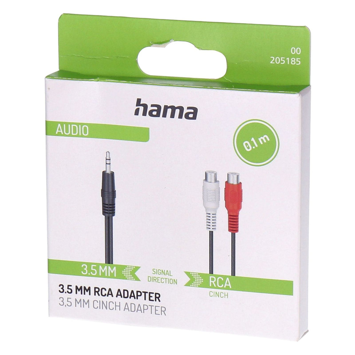Produktbild Audio-Kabel - Hama 00205185 Audio-Kabel 0,1 m 2 x RCA 3.5mm Schwarz