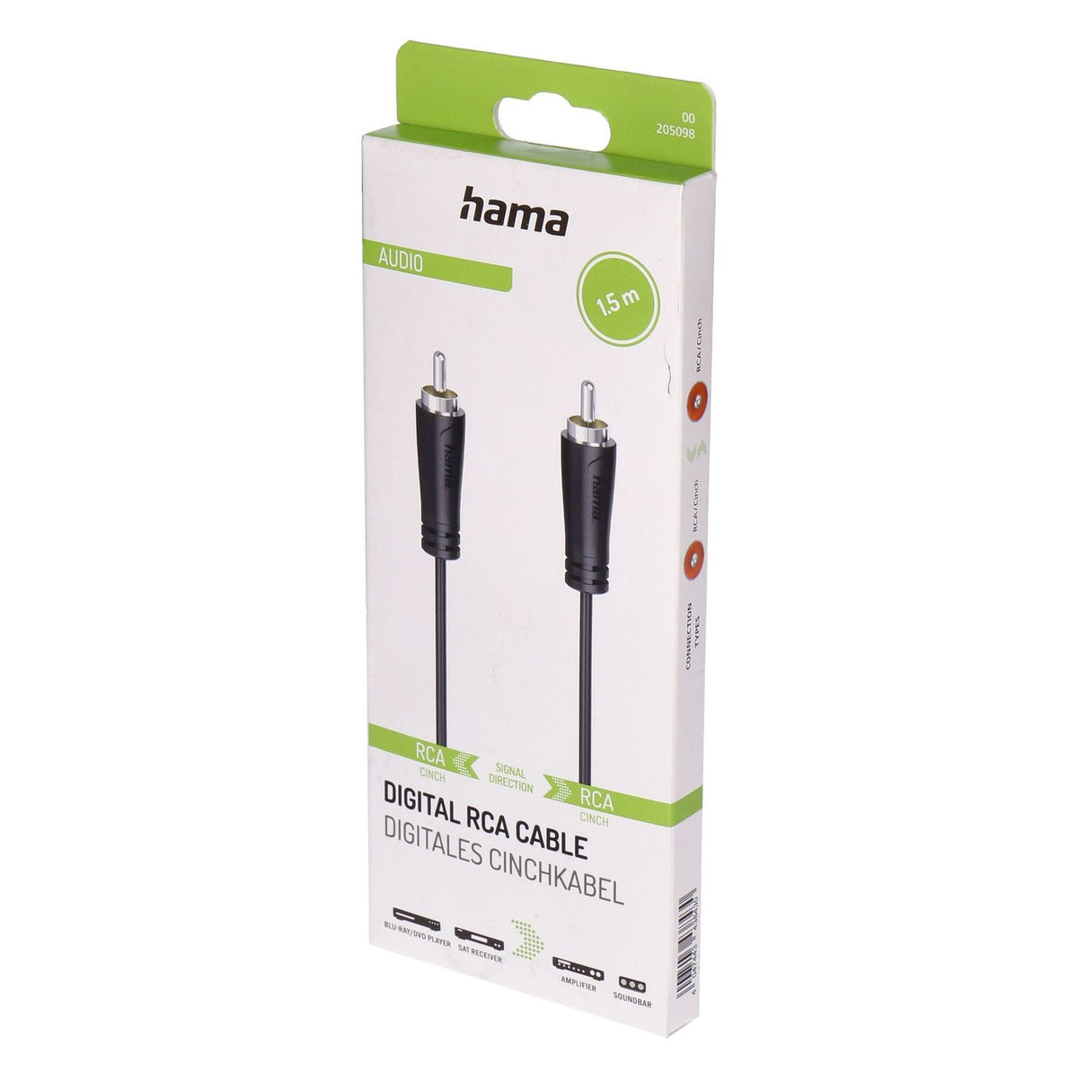 Produktbild Audio-Kabel - Hama 00205098 Audio-Kabel 1,5 m RCA Schwarz