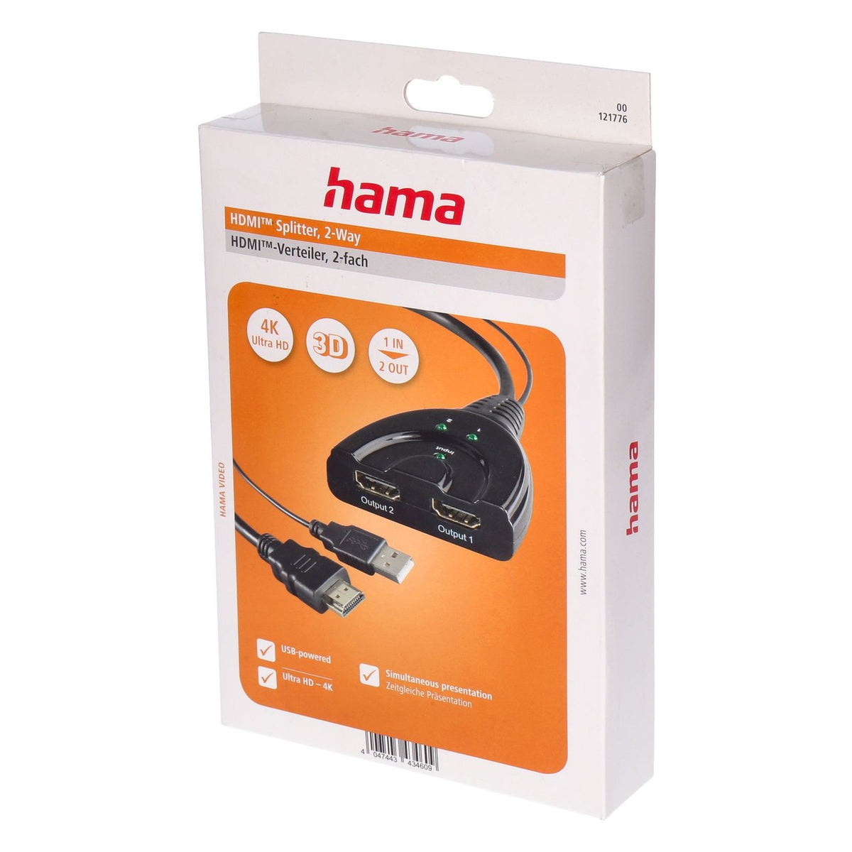 Produktbild Kabelmanagement - Hama 00121776 Kabelspalter oder -kombinator Kabelsplitter Schwarz