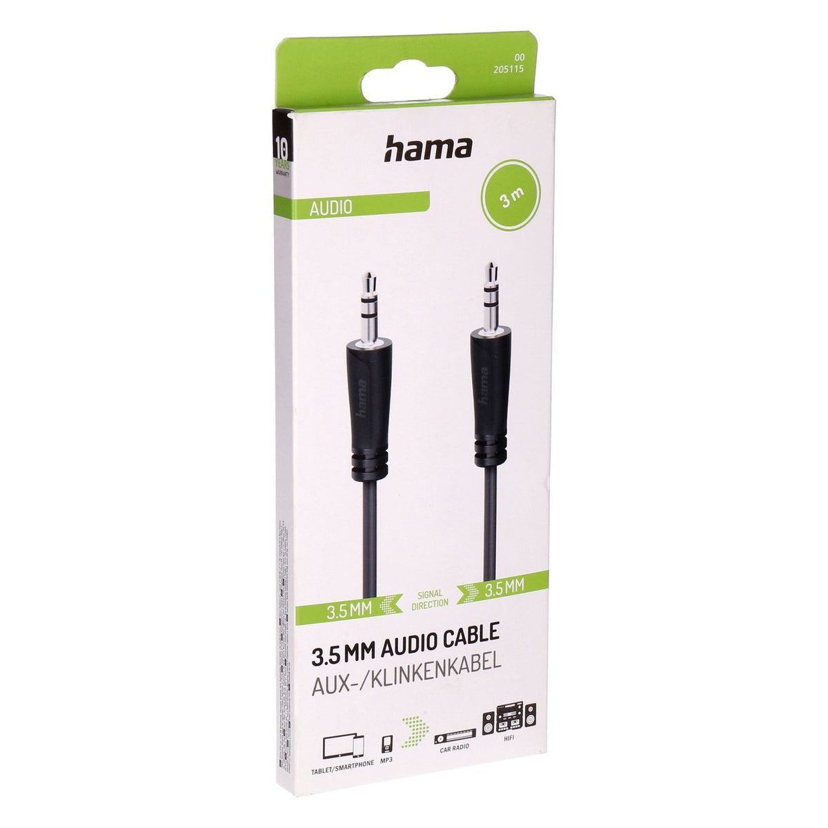 Produktbild Audio-Kabel - Hama 00205115 Audio-Kabel 3 m 3.5mm Schwarz