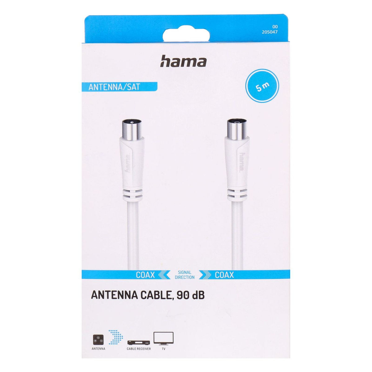 Produktbild SAT-Kabel - Hama 00205047 Koaxialkabel 5 m Koaxial Weiß