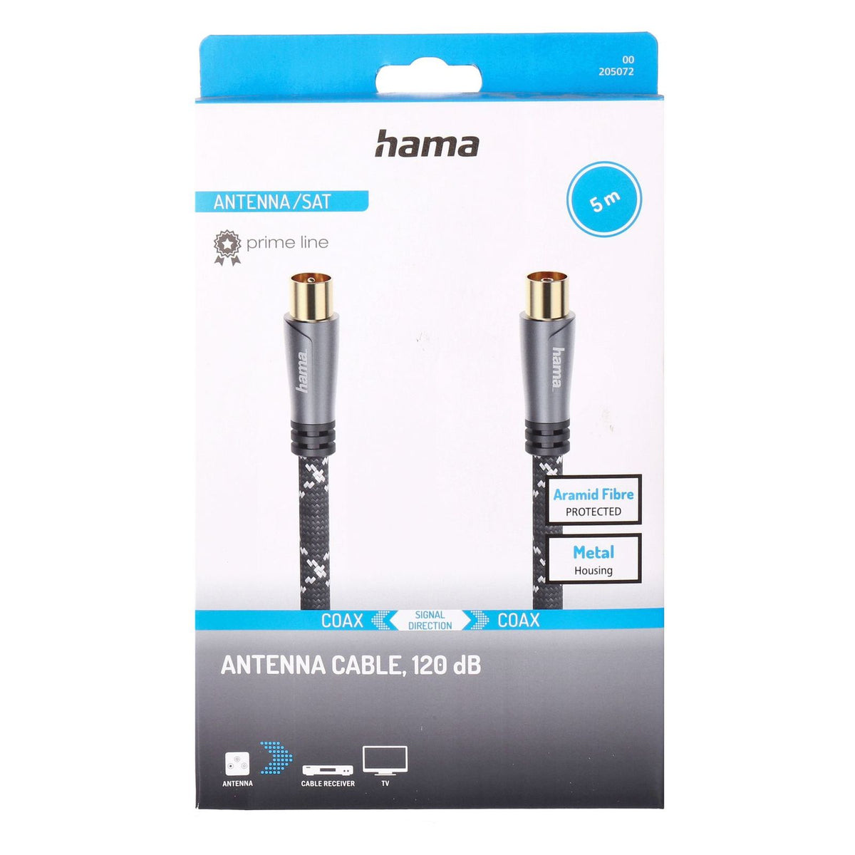 Produktbild SAT-Kabel - Hama 00205072 Koaxialkabel 5 m Koaxial Schwarz, Grau