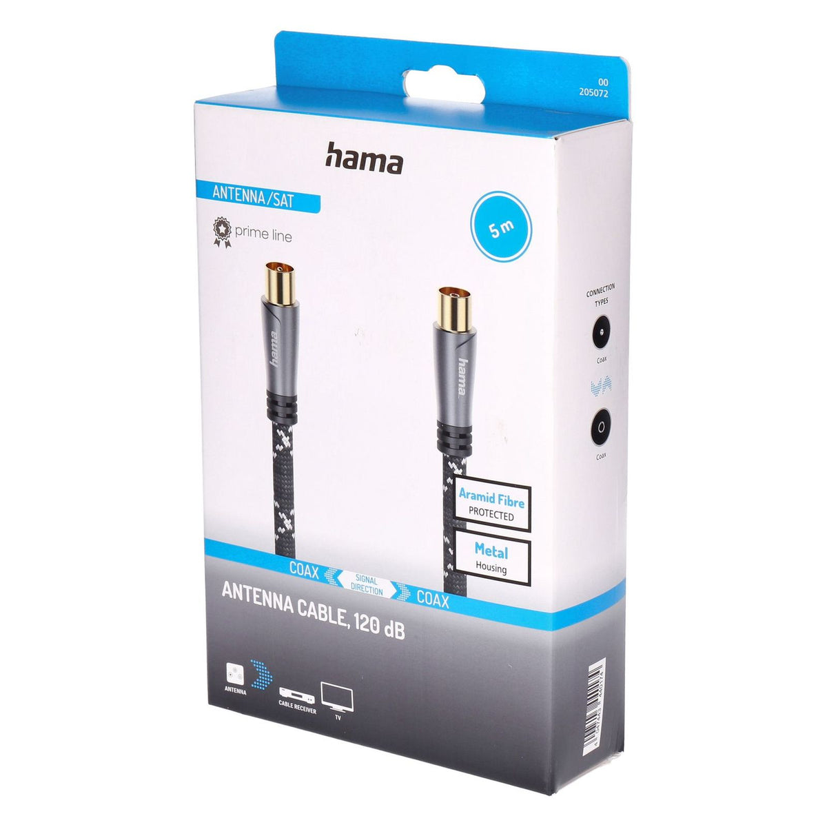Produktbild SAT-Kabel - Hama 00205072 Koaxialkabel 5 m Koaxial Schwarz, Grau