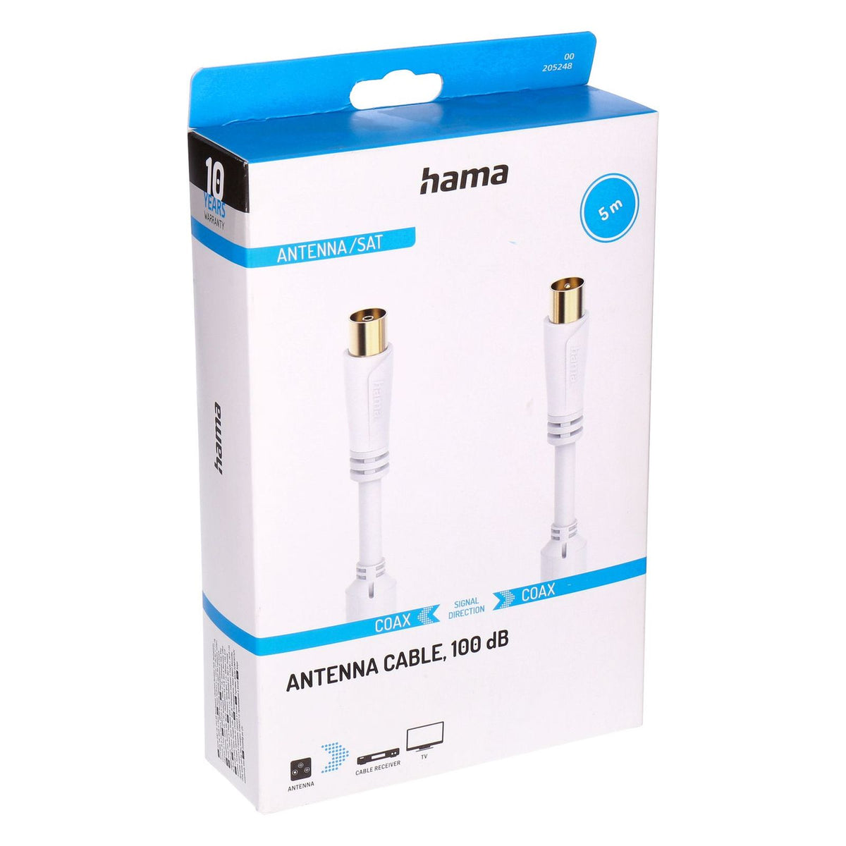 Produktbild SAT-Kabel - Hama 00205248 Koaxialkabel 5 m Koaxial Weiß