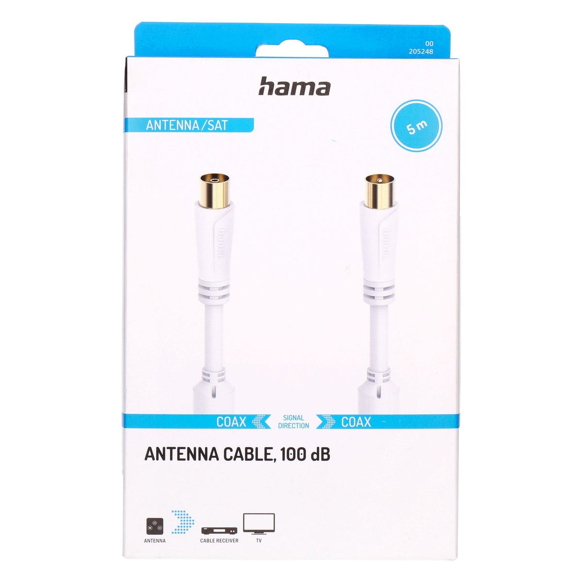 Produktbild SAT-Kabel - Hama 00205248 Koaxialkabel 5 m Koaxial Weiß