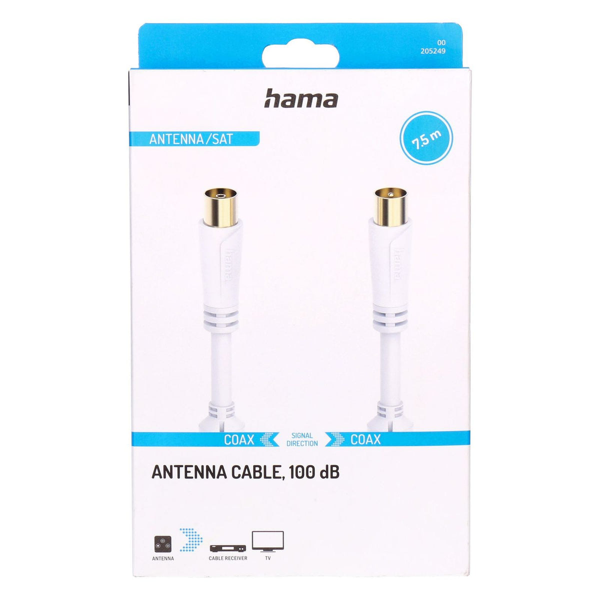 Produktbild SAT-Kabel - Hama 00205249 Koaxialkabel 7,5 m Koaxial Weiß