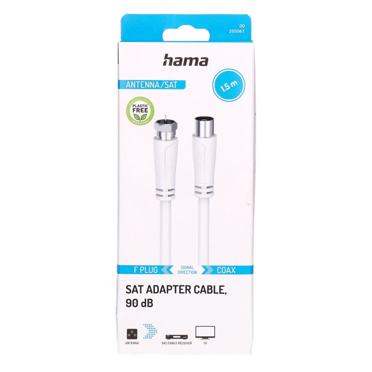 Produktbild SAT-Kabel - Hama 00205061 Koaxialkabel 1,5 m Koaxial F Weiß