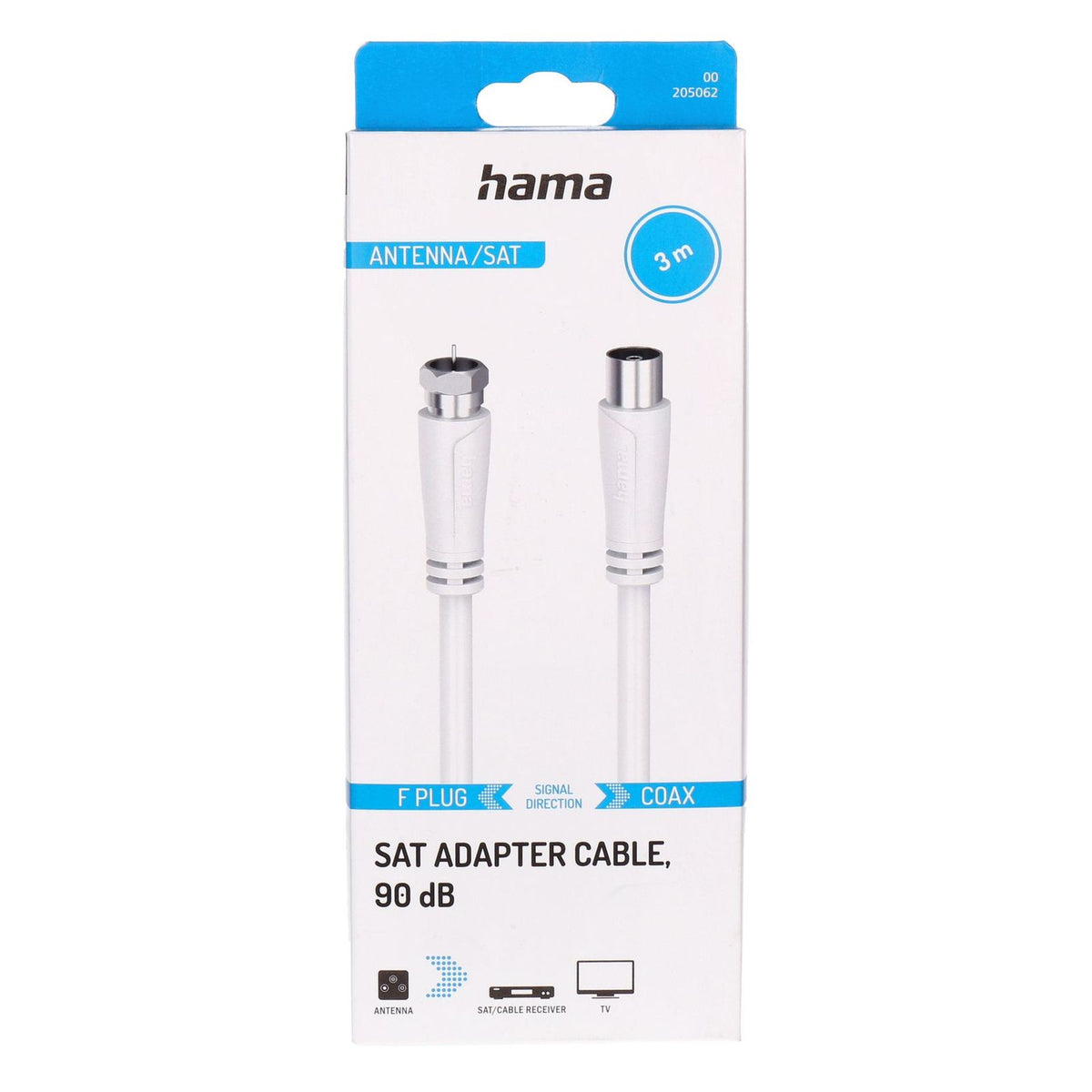 Produktbild SAT-Kabel - Hama 00205062 Koaxialkabel 3 m F Koaxial Weiß