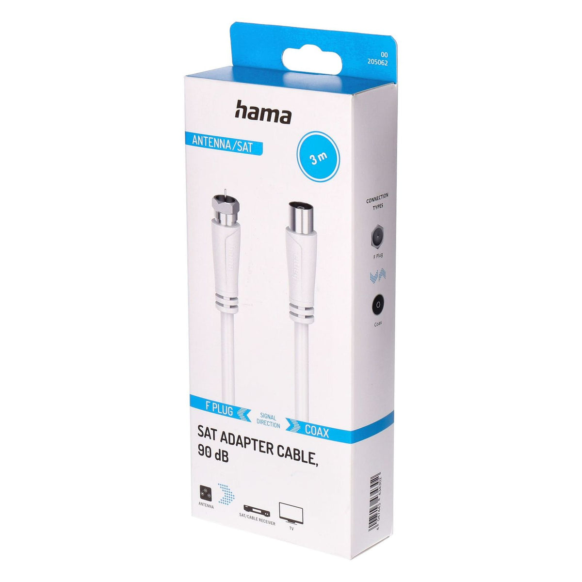 Produktbild SAT-Kabel - Hama 00205062 Koaxialkabel 3 m F Koaxial Weiß