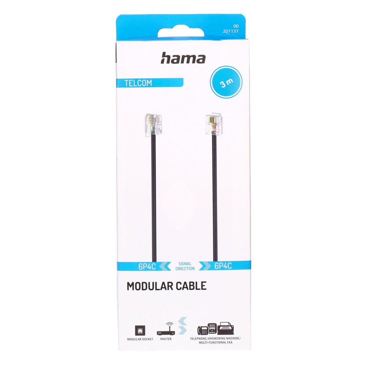 Produktbild Ohne Kategorie - Hama 00201137 Telefonkabel 3 m Schwarz