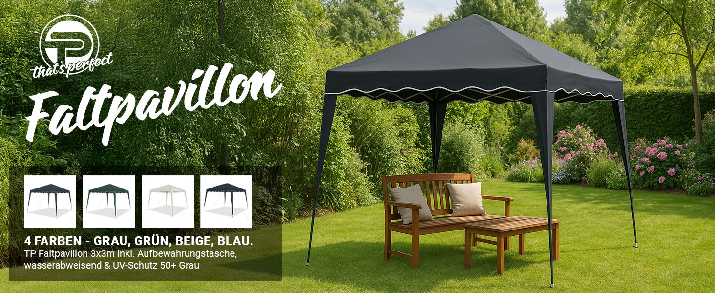 TP Faltpavillon 3 x 3 m aufgebaut