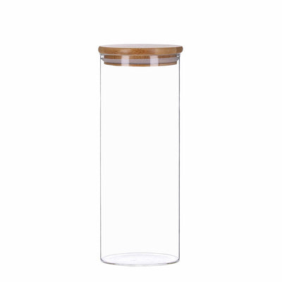 Vorratsglas mit Bambus Deckel, Glas Behälter für Lebensmittel, luftdicht, spülmaschinenfest, 1800ml