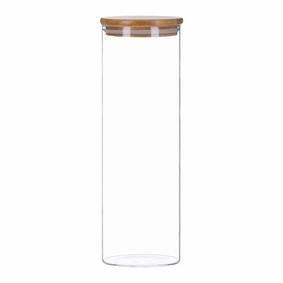 Vorratsglas mit Bambus Deckel, Glas Behälter für Lebensmittel, luftdicht, spülmaschinenfest, 2200ml
