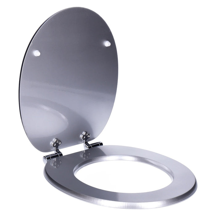 TP WC-Sitz mit Absenk-Automatik, Motiv, Soft-Close Holz-Kern, ovale O-Form, EU-Größe, bis 120 kg Grau