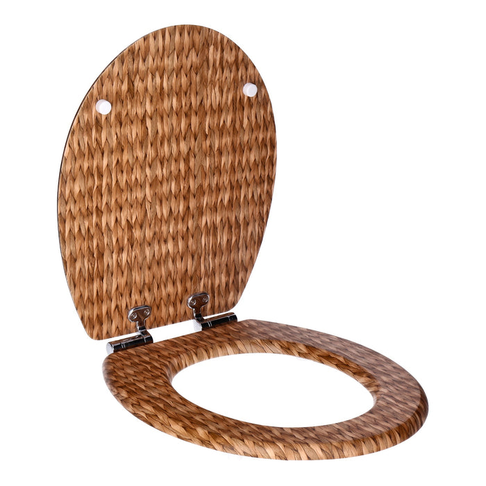 TP WC-Sitz mit Absenk-Automatik, Motiv, Soft-Close Holz-Kern, ovale O-Form, EU-Größe, bis 120 kg Basket Wave